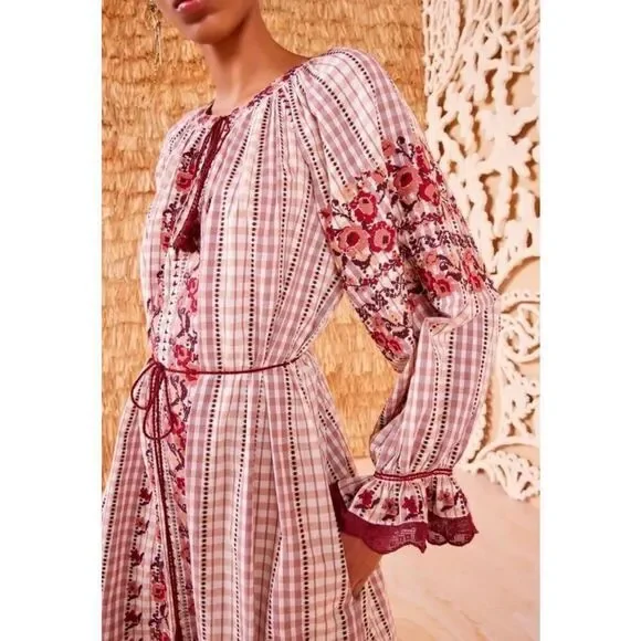 ULLA JOHNSON Filia Plaid Dress in Madras New With Tags Size 6